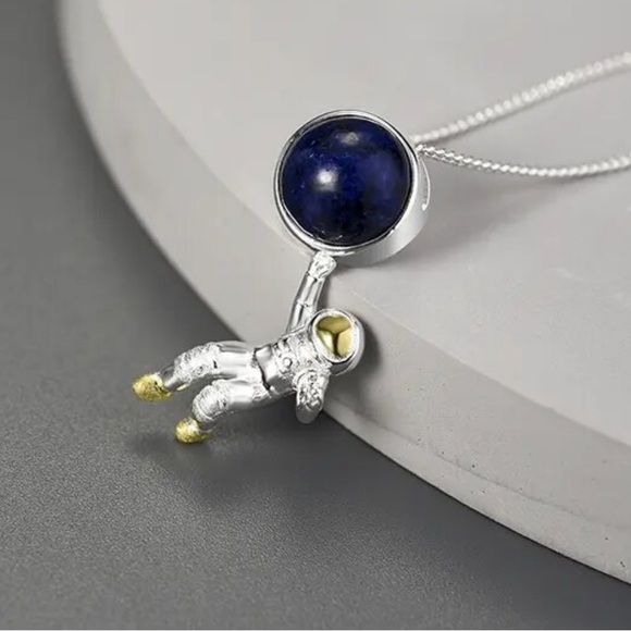 Artisan Handmade Space Odyssey 925 Silver Natural Lapis The Zaida Necklace - Picture 5 of 10